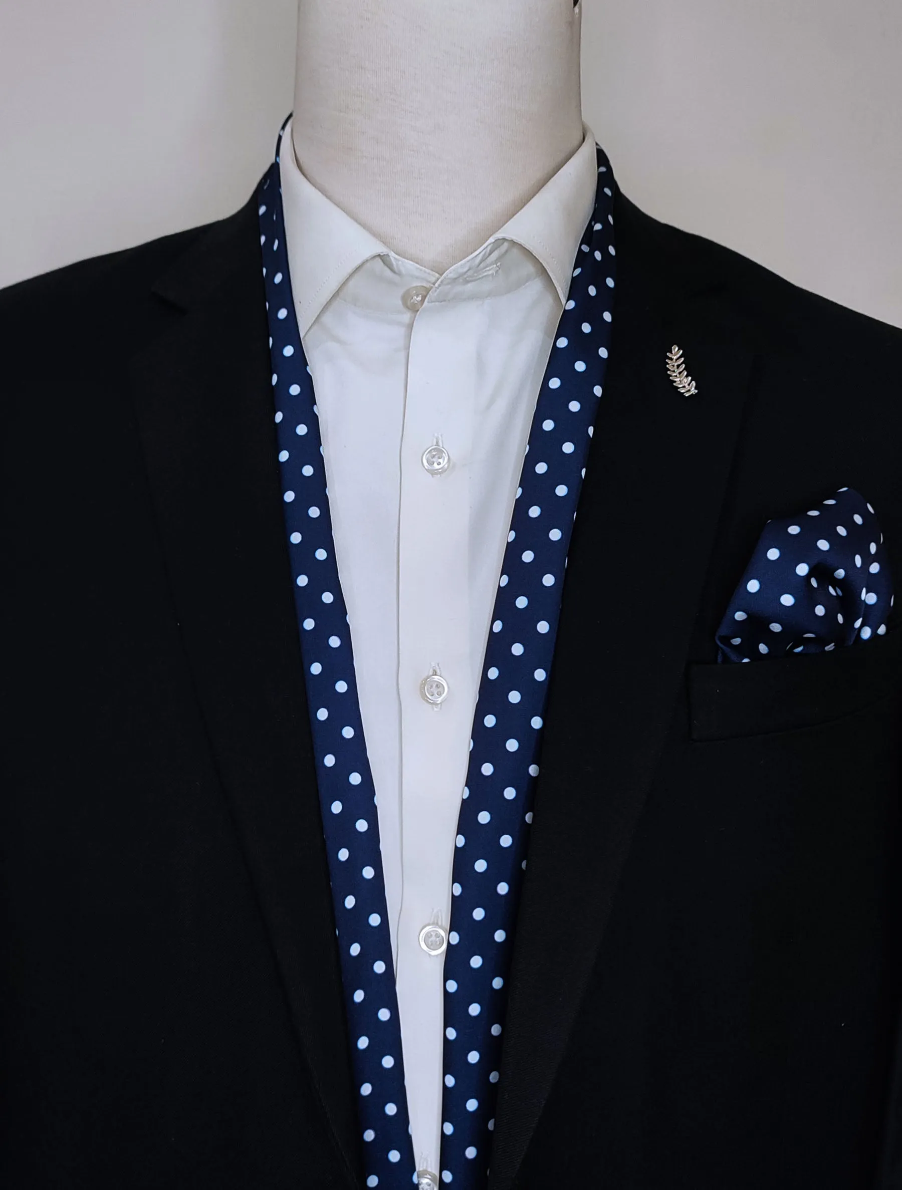 STARRY BLUE NIGHT POLKA DOTS - silk men scarves set