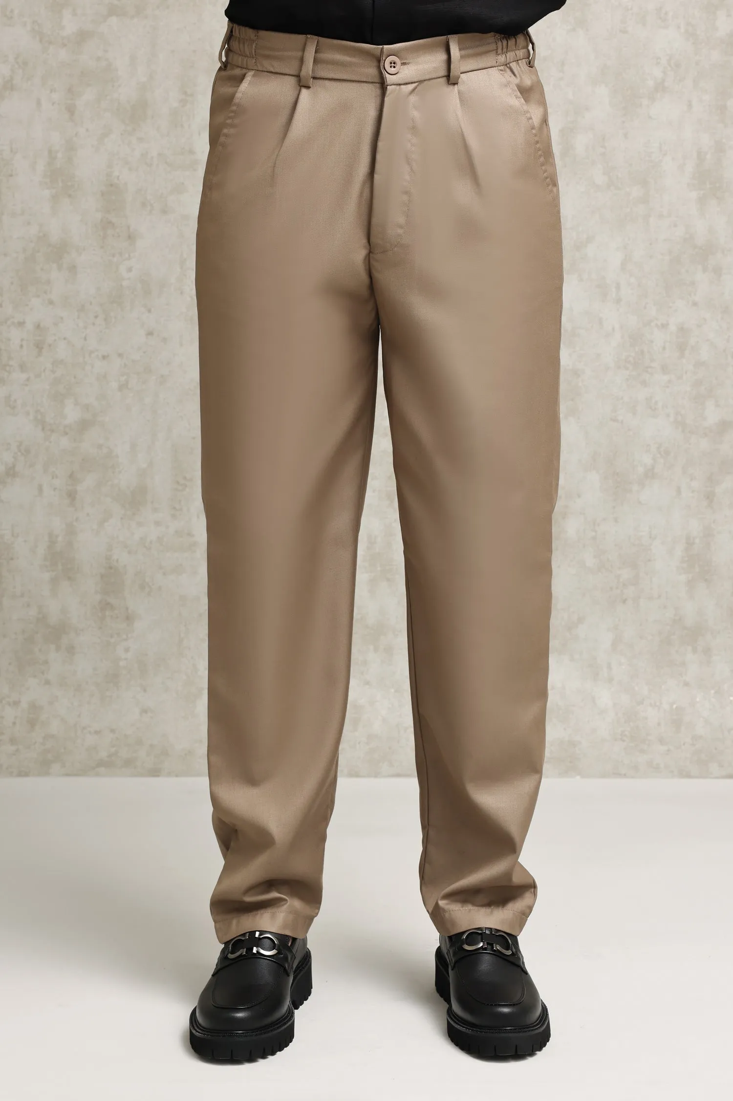 TAILORED PLEATED FORMAL TROUSERS-KHAKI