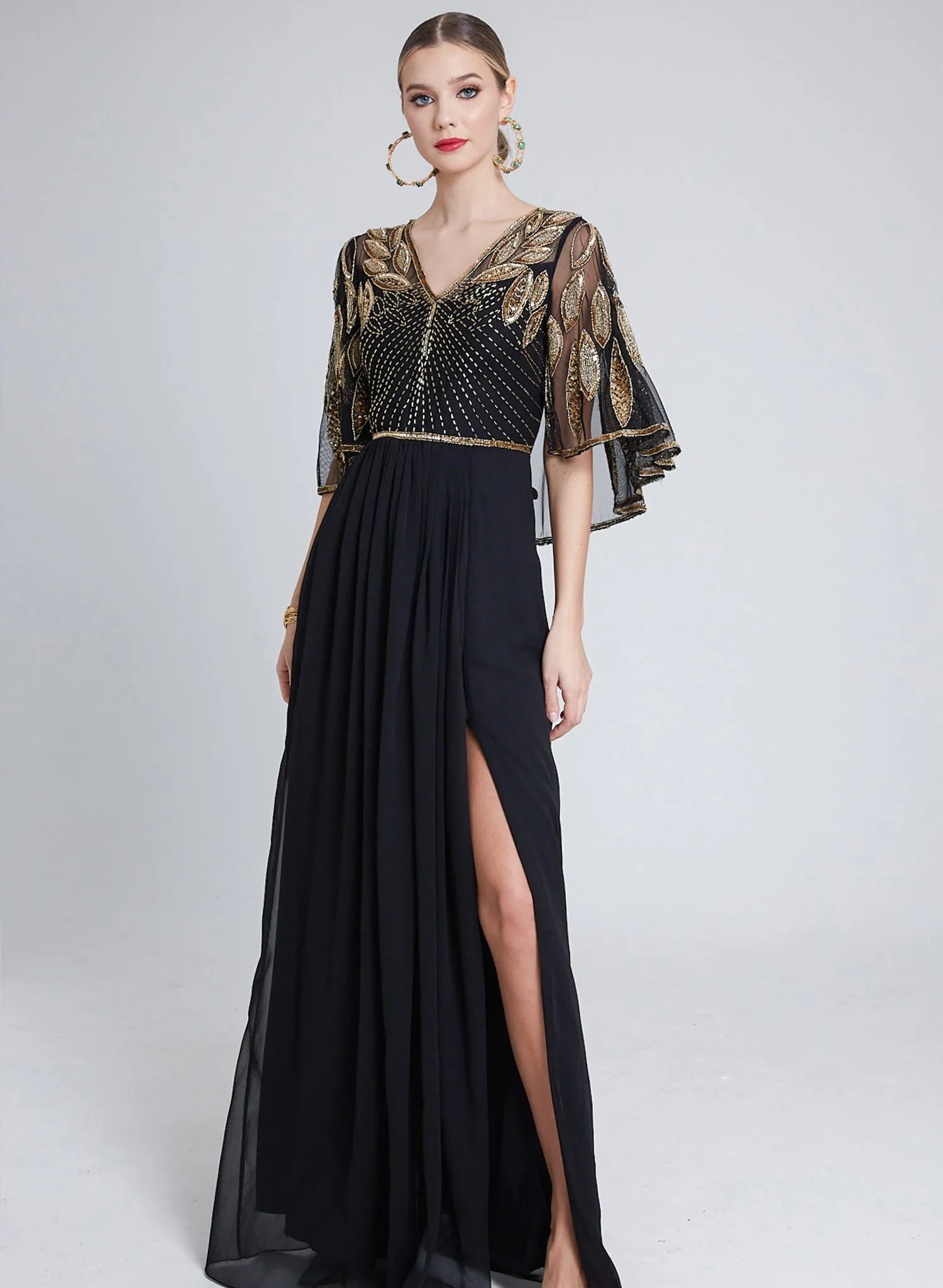 Ursula Cape Maxi Dress Black