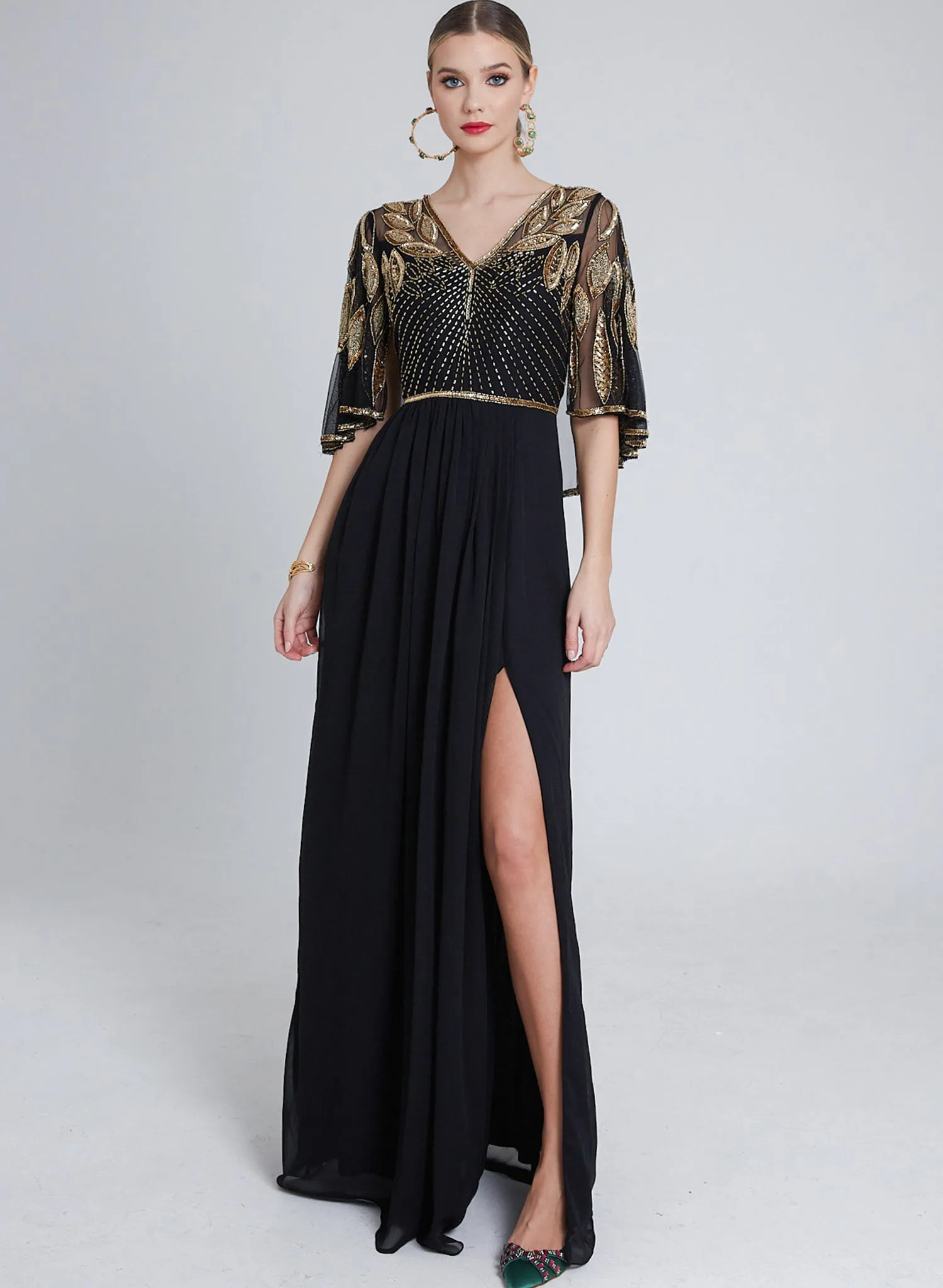 Ursula Cape Maxi Dress Black