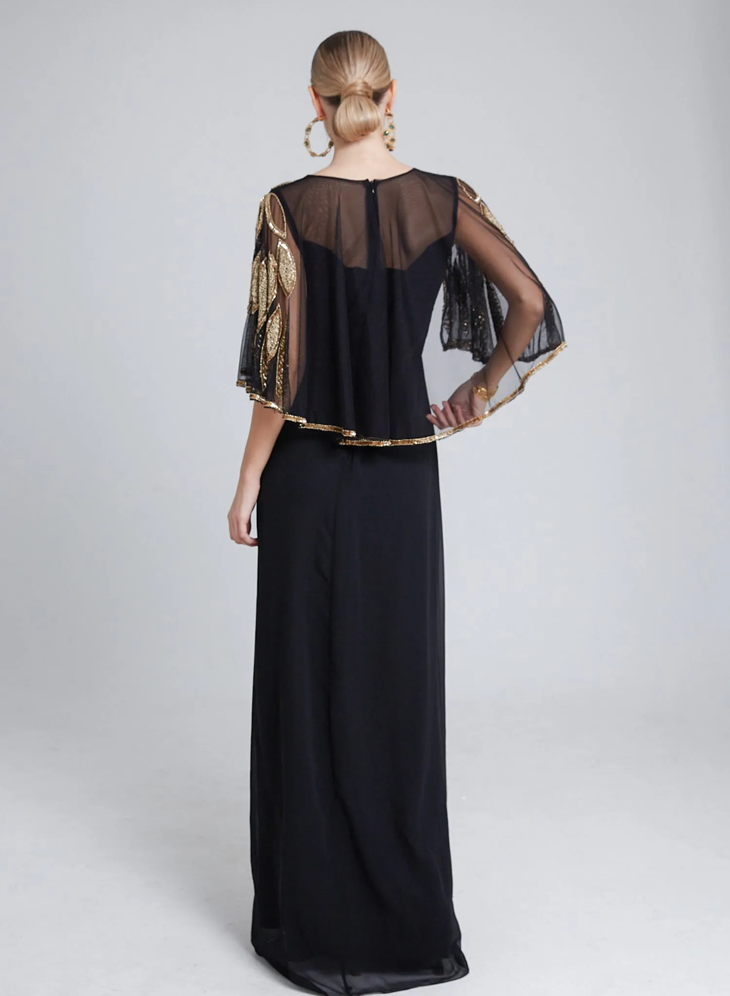 Ursula Cape Maxi Dress Black