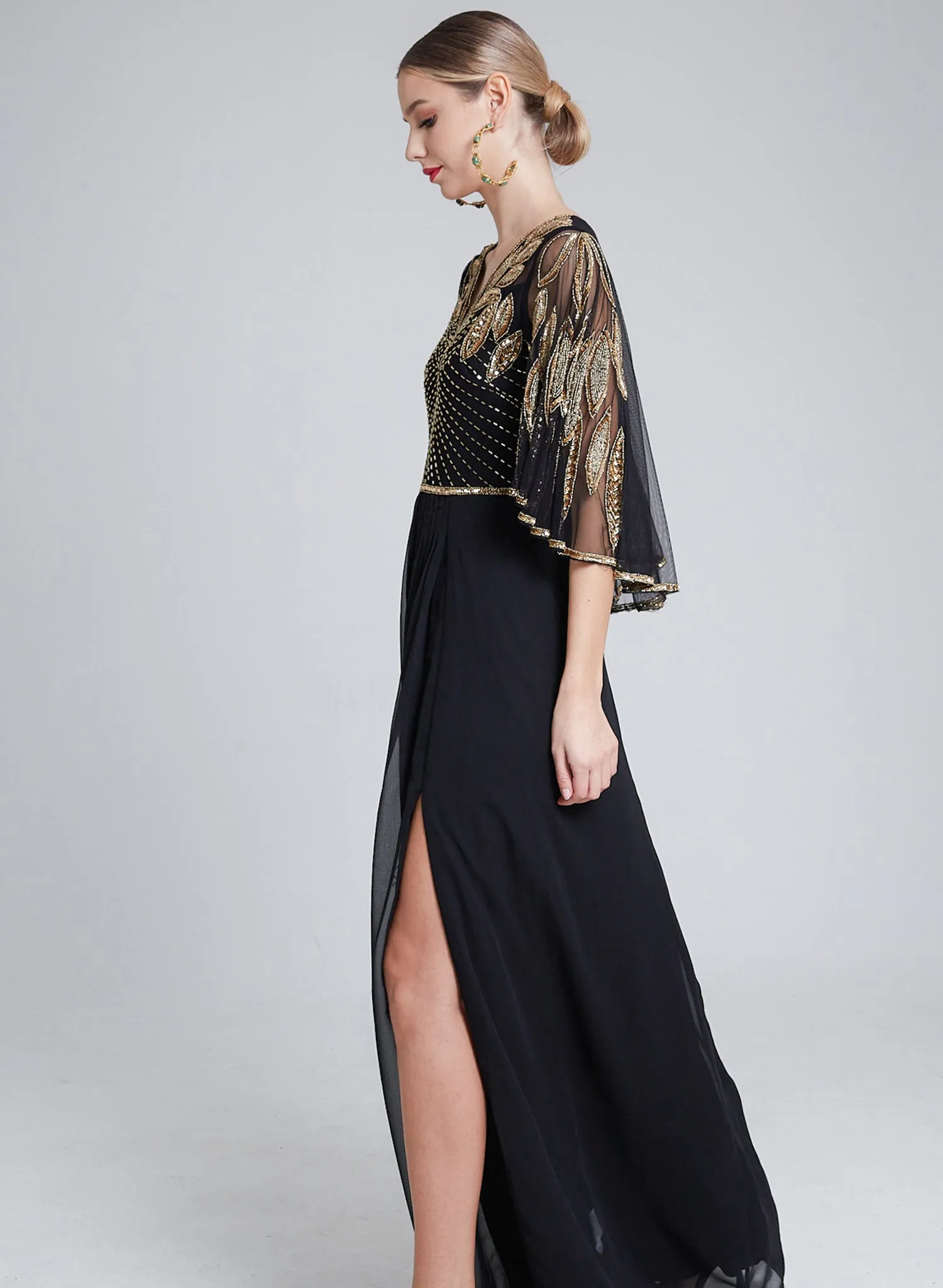 Ursula Cape Maxi Dress Black