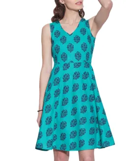 Women's Apparel Cotton Printed Dress,Machine Washable,W-CPD46-1606, Size-46 Inch