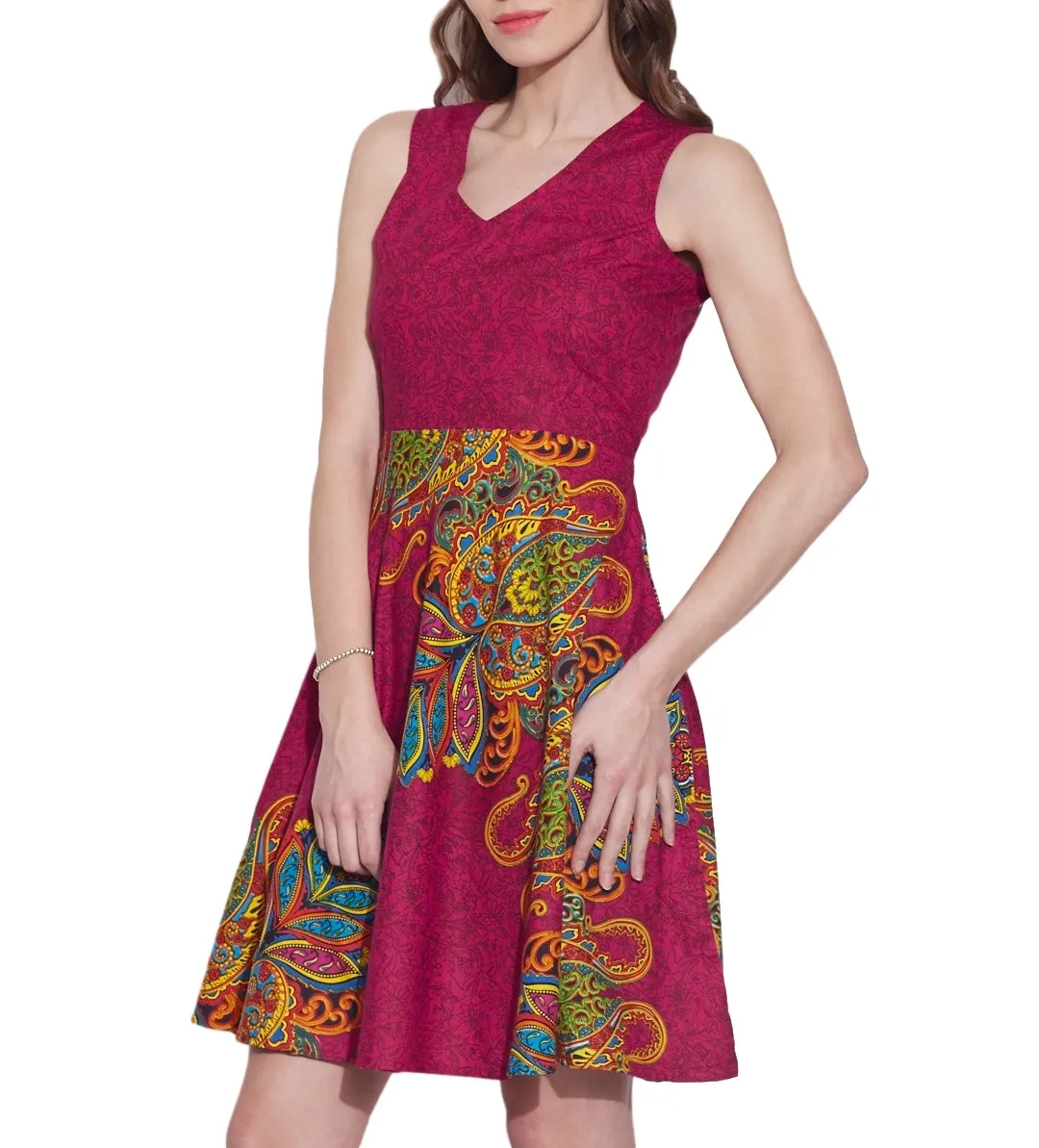 Womens Clothing Cotton Printed Dress,Machine washable,W-CPD40-1626, Size-40 Inch